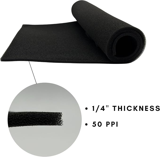 Window Air Conditioner Filter 1/4 inch 50PPI Cut To Fit AC Foam Replacement Filters Reusable Washable for Window Units