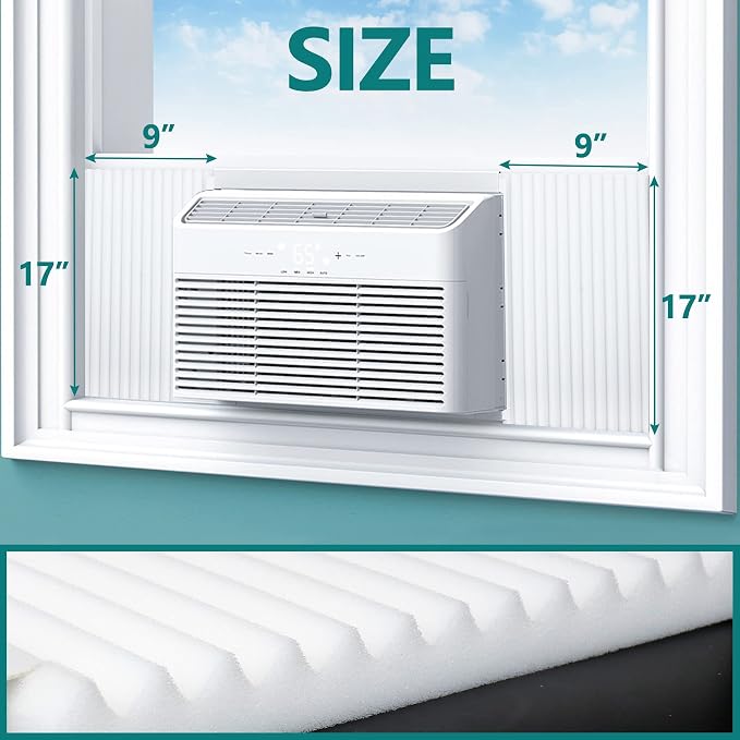 Window Air Conditioner Foam Insulating Panels Kits,17 Inch x 9 Inch x 7/8 Inch AC Units Insulation Side Panels, White