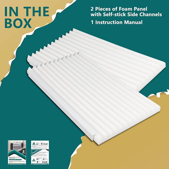 Window Air Conditioner Foam Insulating Panels Kits,17 Inch x 9 Inch x 7/8 Inch AC Units Insulation Side Panels, White