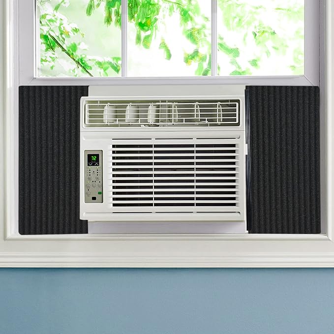 Window Air Conditioner Insulation Foam Panels, 2 Pcs Indoor Window AC Side Foam Cover for Winter and Summer, 17 x 9 x 7/8