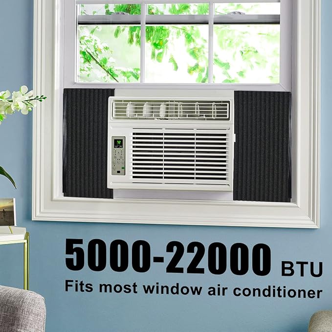 Window Air Conditioner Insulation Foam Panels, 2 Pcs Indoor Window AC Side Foam Cover for Winter and Summer, 17 x 9 x 7/8