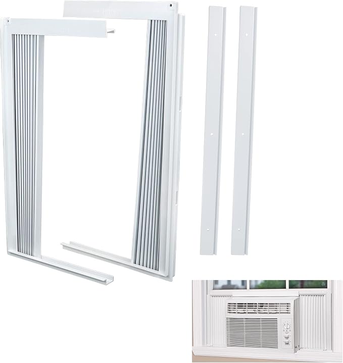 Window Air Conditioner Side Panel and Frame Set,AC Accordion Filler Kit,Fits Most 15000BTU Window Air Conditioners, product