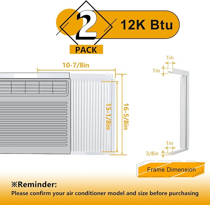 Window Air Conditioner Side Panel and Frame Set,AC Accordion Filler Kit,Fits Most 12000BTU Window Air Conditioners,Window AC