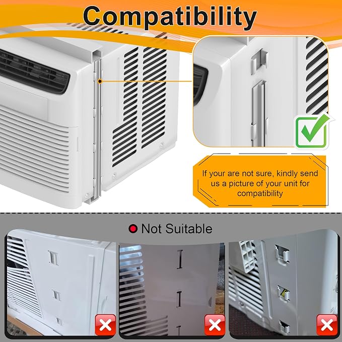 Window Air Conditioner Side Panel and Frame Set,AC Accordion Filler Kit,Fits Most 12000BTU Window Air Conditioners,Window AC