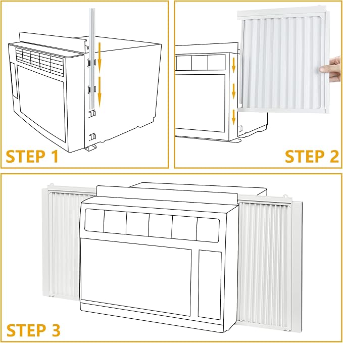 Window Air Conditioner Side Panel and Frame Set,AC Accordion Filler Kit,Fits Most 12000BTU Window Air Conditioners,Window AC