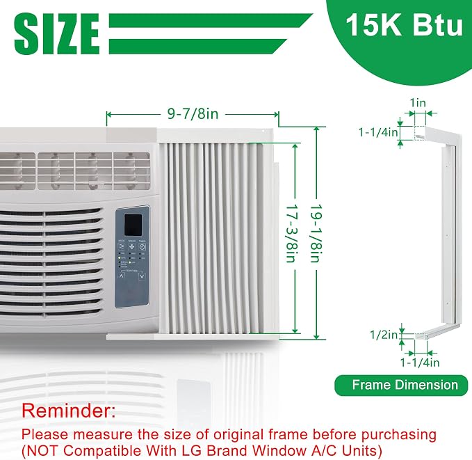 Window Air Conditioner Side Panel with Frame, Fit Most 15,000 BTU Units, Room AC Accordion Filler Curtain Kit Replacement
