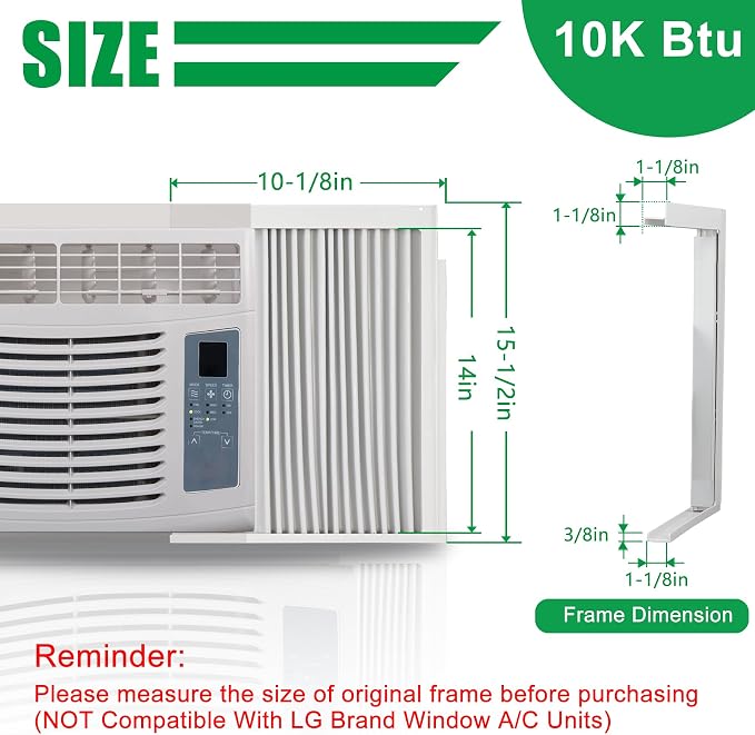 Window Air Conditioner Side Panel with Frame, Fit Most 10,000 BTU Units, Room AC Accordion Filler Curtain Kit Replacement