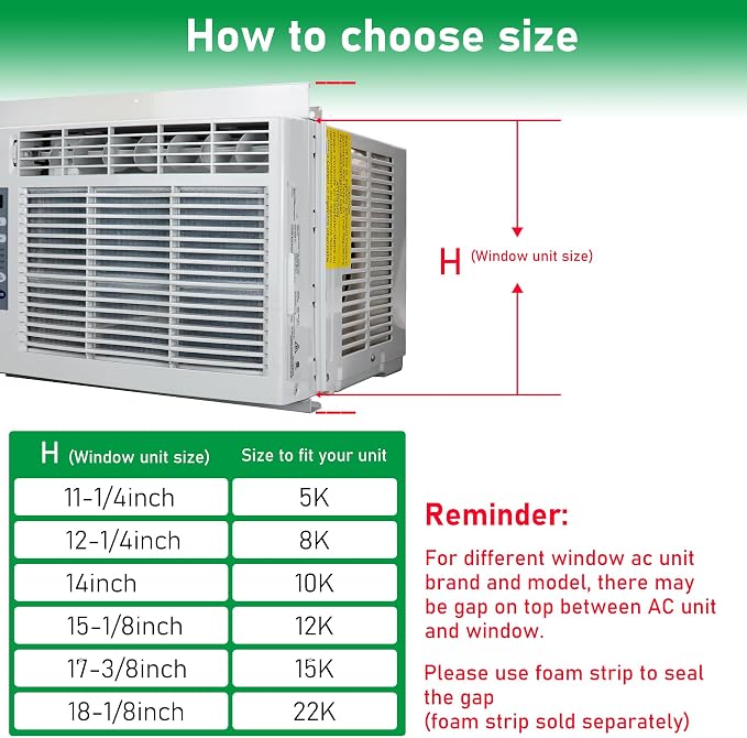 Window Air Conditioner Side Panel with Frame, Fit Most 22,000 BTU Units, Room AC Accordion Filler Curtain Kit Replacement
