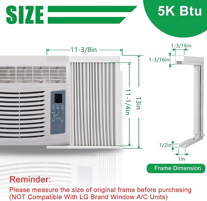 Window Air Conditioner Side Panel with Frame, Room AC Accordion Filler Curtain Kit Replacement, Include Window AC Side Panels