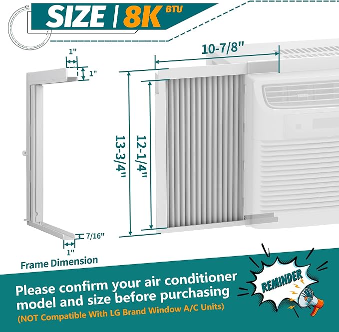 Window Air Conditioner Side Panels Curtain Kit with Frame,Window AC Insulation Side Panel for AC Units Parts Replacement