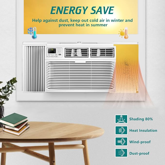 Window Air Conditioner Side Panels Curtain Kit with Frame,Window AC Insulation Side Panel for AC Units Parts Replacement