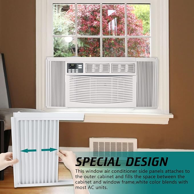 Window Air Conditioner Side Panels Curtain Kit with Frame,Window AC Insulation Side Panel for AC Units Parts Replacement