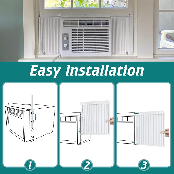 Window Air Conditioner Side Panels Curtain Kit with Frame,Window AC Insulation Side Panel for AC Units Parts Replacement