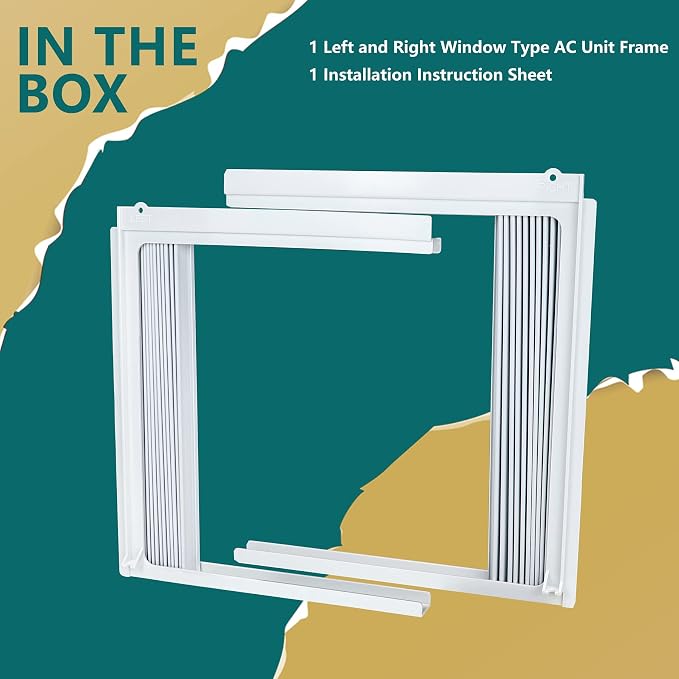 Window Air Conditioner Side Panels Curtain Kit with Frame,Window AC Insulation Side Panel for AC Units Parts Replacement