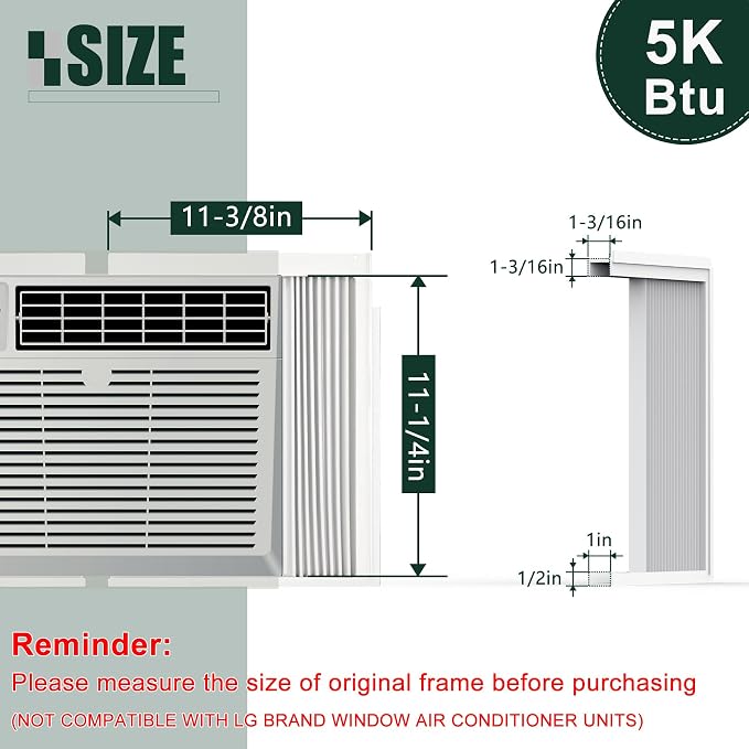 Window Air Conditioner Side Panels with Frame, Adjustable Insulation AC Side Panel for 5,000 BTU Window AC Unit, Frame