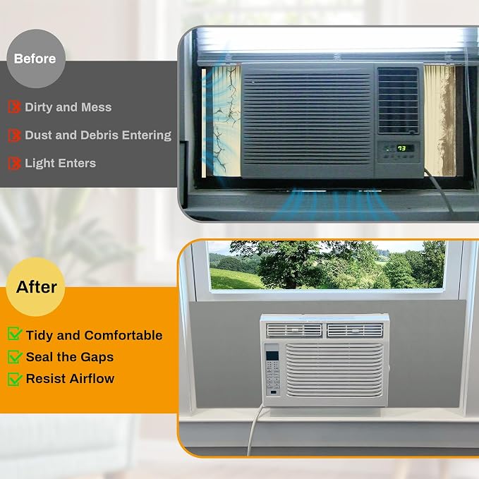 Window Air Conditioner Surround Foam Insulation Panels,Window AC Side Panels for Window AC Unit Indoor,Summer Winter Heat and