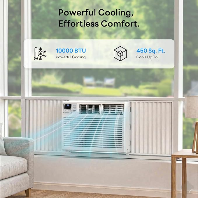 Window Air Conditioner Unit 10000 Btu Cools up to 450 Sq. Ft.,Dehumidifier, 4 Fan Speed, alternate product view 2