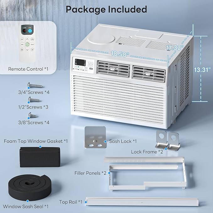 Window Air Conditioner Unit 10000 Btu Cools up to 450 Sq. Ft.,Dehumidifier, 4 Fan Speed, alternate product view 6