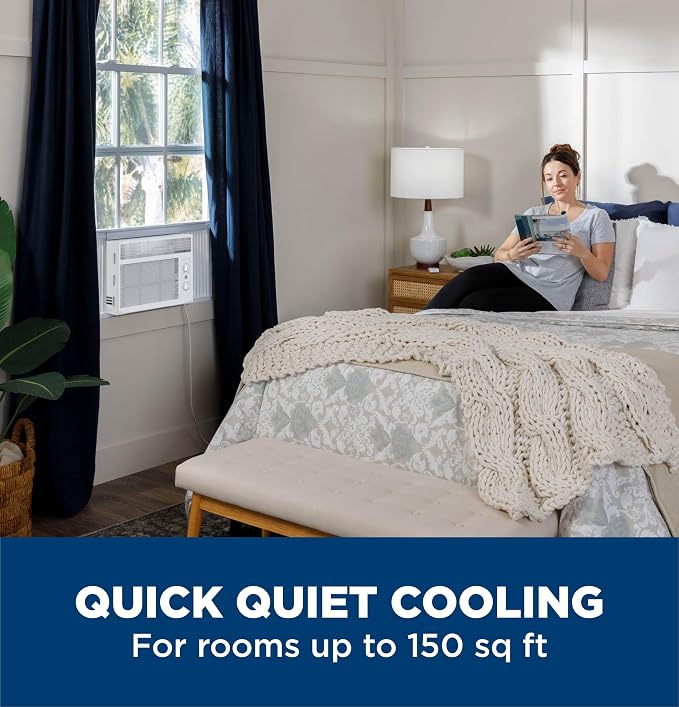 Window Air Conditioner Unit, 5,000 BTU for Small Rooms up to 150 sq ft. with Manual Adjustable Fan and Cooling Settings