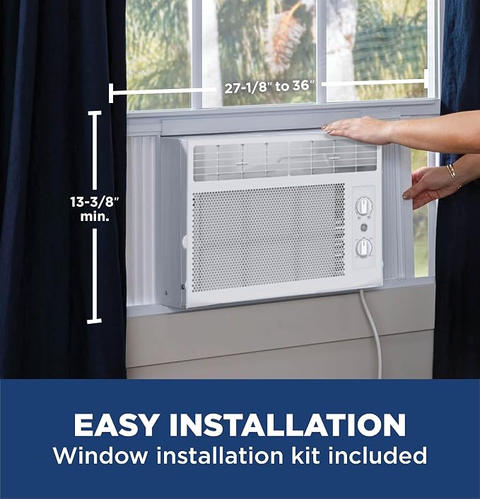 Window Air Conditioner Unit, 5,000 BTU for Small Rooms up to 150 sq ft. with Manual Adjustable Fan and Cooling Settings