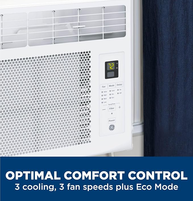 Window Air Conditioner Unit, 5,000 BTU with LED Controls for Small Rooms up to 150 sq ft., Adjustable Fan and Cooling