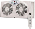 Window Fan with Reversible Airflow Blades – 3-Speed Settings, Programmable Thermostat, LED Display, Remote Control, Fits
