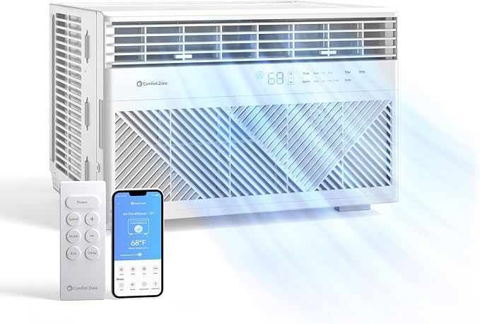Window Mounted Smart Wi-Fi Room Air Conditioner with Remote Control, 8,000 BTU, Digital Display, product image