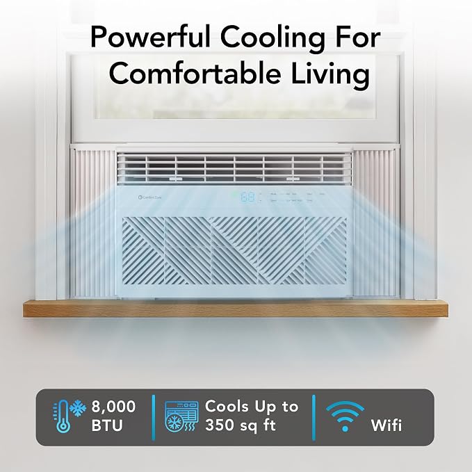 Window Mounted Smart Wi-Fi Room Air Conditioner with Remote Control, 8,000 BTU, Digital Display, alternate product view 2