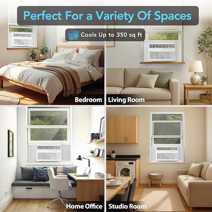 Window Mounted Smart Wi-Fi Room Air Conditioner with Remote Control, 8,000 BTU, Digital Display, alternate product view 3