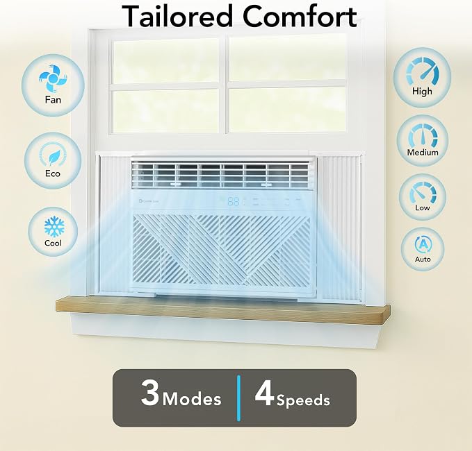 Window Mounted Smart Wi-Fi Room Air Conditioner with Remote Control, 8,000 BTU, Digital Display, alternate product view 4