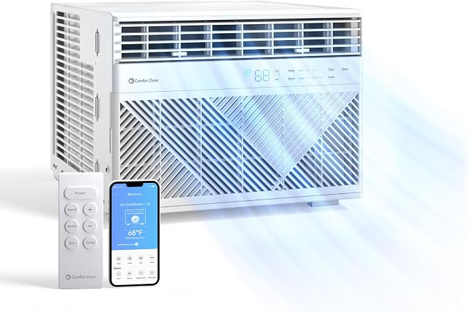 Window Mounted Smart Wi-Fi Room Air Conditioner with Remote Control, 12,000 BTU, Digital Display, product image