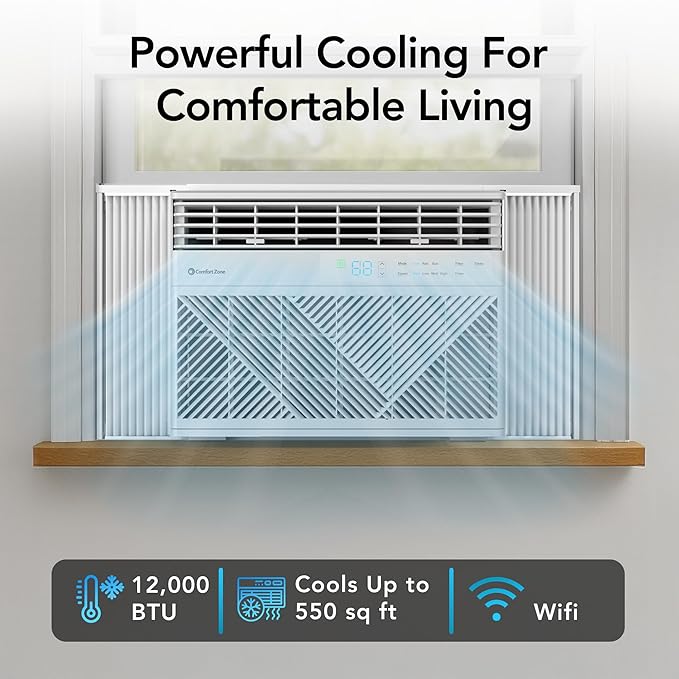 Window Mounted Smart Wi-Fi Room Air Conditioner with Remote Control, 12,000 BTU, Digital Display, alternate product view 2