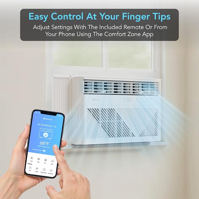 Window Mounted Smart Wi-Fi Room Air Conditioner with Remote Control, 12,000 BTU, Digital Display, alternate product view 5