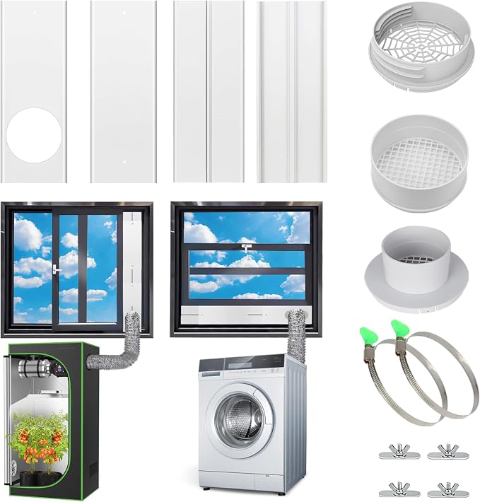 Window Vent Kit, Portable Air Conditioner Window Kit, Universal for 4”/6” Ducting & 5.1"/5.9" Hose for Sliding Window