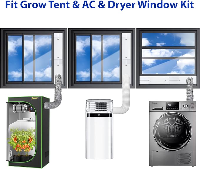 Window Vent Kit, Portable Air Conditioner Window Kit, Universal for 4”/6” Ducting & 5.1"/5.9" Hose for Sliding Window