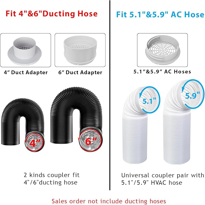 Window Vent Kit, Portable Air Conditioner Window Kit, Universal for 4”/6” Ducting & 5.1"/5.9" Hose for Sliding Window