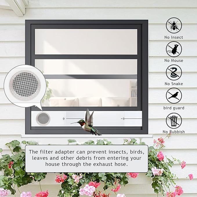 Window Vent Kit, Portable Air Conditioner Window Kit, Universal for 4”/6” Ducting & 5.1"/5.9" Hose for Sliding Window
