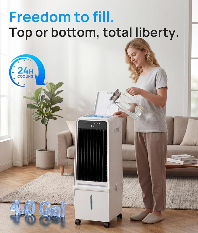 Windowless Air Conditioner,Portable Air Conditioner with 4 Gal Detachable Tank,3-In-1 Evaporative Air Cooler,AC Fan,LED