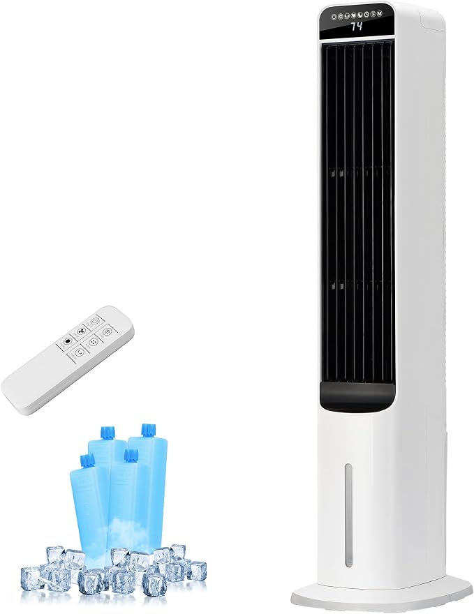 Windowless Portable Air Conditioner, 32 Inch Cooling Fans that Blow Cold Air, 3-in-1 Tower Fan with Remote, 3 Speeds, 120°