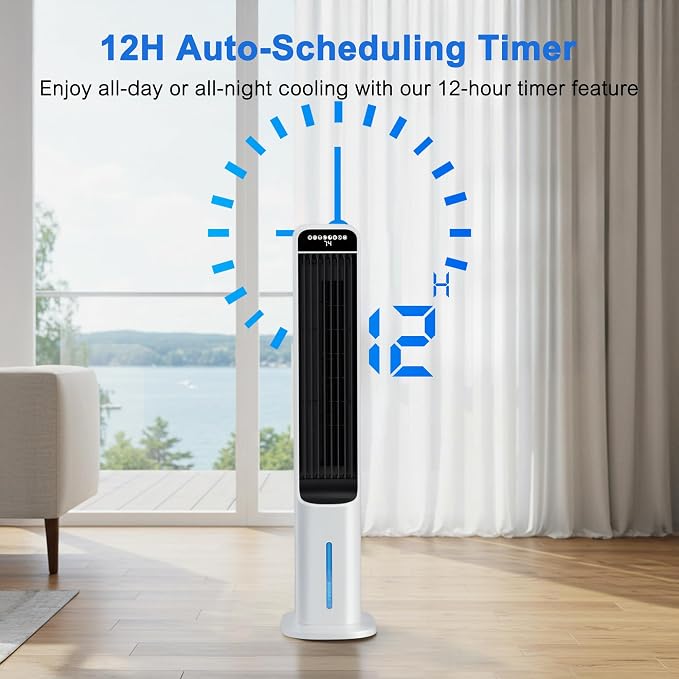 Windowless Portable Air Conditioner, 32 Inch Cooling Fans that Blow Cold Air, 3-in-1 Tower Fan with Remote, 3 Speeds, 120°