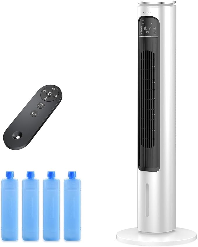 Windowless Portable Air Conditioner Ac Unit with Remote,37” Evaporative Air Cooler,Swamp Cooler for 4 Modes, 12H Timer