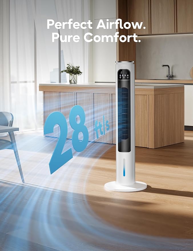 Windowless Portable Air Conditioner Ac Unit with Remote,37” Ventless Evaporative Air Cooler,Quiet Swamp Cooler for 4 Modes