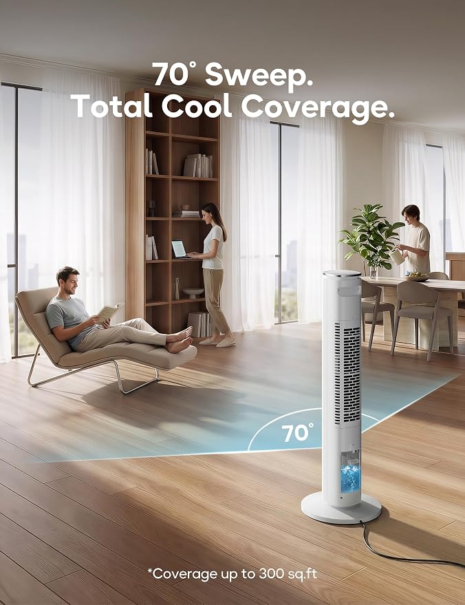 Windowless Portable Air Conditioner Ac Unit with Remote,37” Ventless Evaporative Air Cooler,Quiet Swamp Cooler for 4 Modes