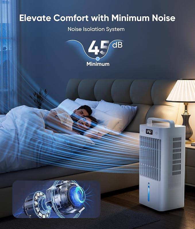 Windowless Portable Air Conditioner with Remote,Evaporative Air Cooler, Swamp Cooler with Water Tank Room Cooling Fan for