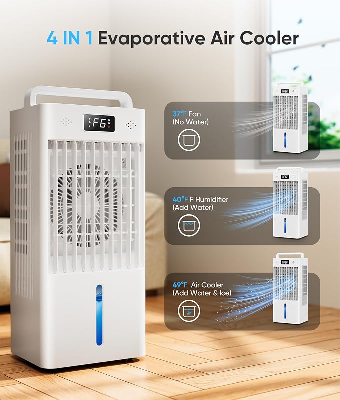 Windowless Portable Air Conditioner with Remote,Evaporative Air Cooler, Swamp Cooler with Water Tank Room Cooling Fan for