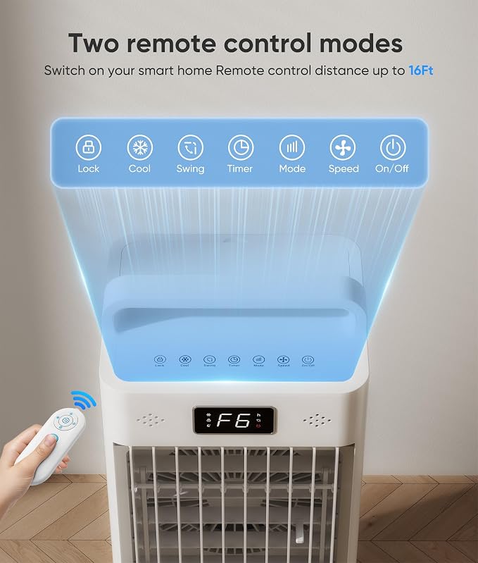 Windowless Portable Air Conditioner with Remote,Evaporative Air Cooler, Swamp Cooler with Water Tank Room Cooling Fan for