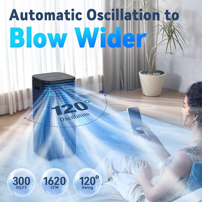 Windowless Portable Air Conditioners with 4Modes & 3Speeds, 15H Timer for Smart Auto-off, 2Gal Tank for 20H Cooling