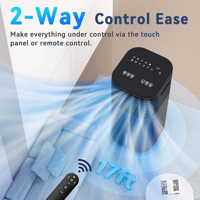 Windowless Portable Air Conditioners with 4Modes & 3Speeds, 15H Timer for Smart Auto-off, 2Gal Tank for 20H Cooling