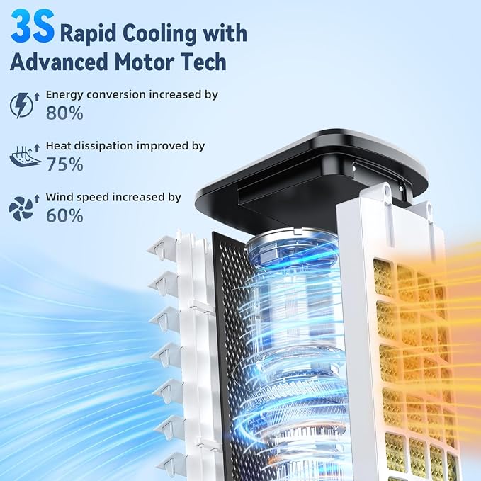 Windowless Portable Air Conditioners with 6 Ice Packs, 12H Smart Timer for Auto-off, 26Ft Remote, Top Fill Dual Tank, 3Speeds