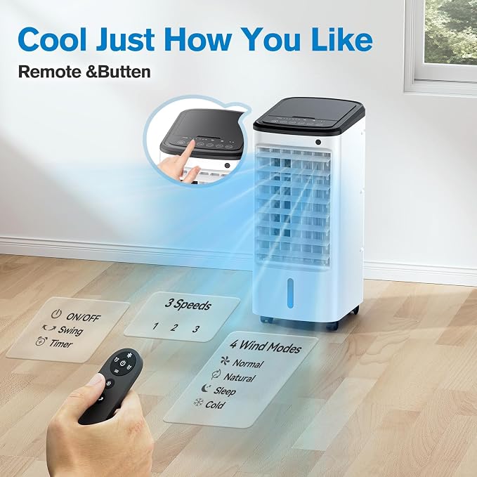 Windowless Portable Air Conditioners with Remote, Ventless Ac Unit Ductless Air Cooler, Hoseless Quiet Evaporative